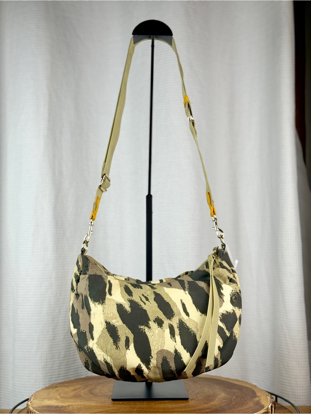 NEW Vince Camuto Harlo Camo Print Crescent Crossbody Bag Washable NWT